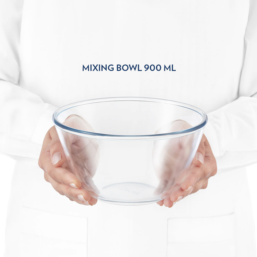 Bol en verre mélangeur et de service avec couvercle blanc 1 L