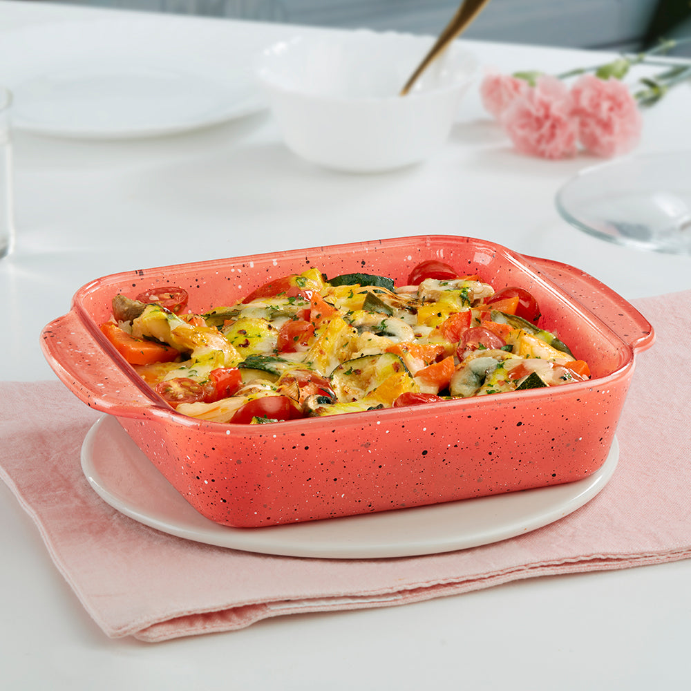 Plat rectangulaire profond rose 1,5 L
