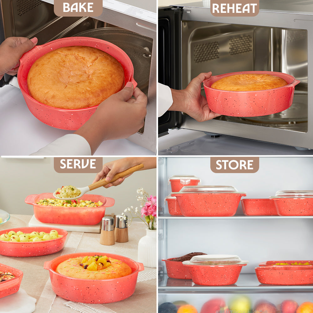 Plat à Gâteau Rond Rose 1,2 L