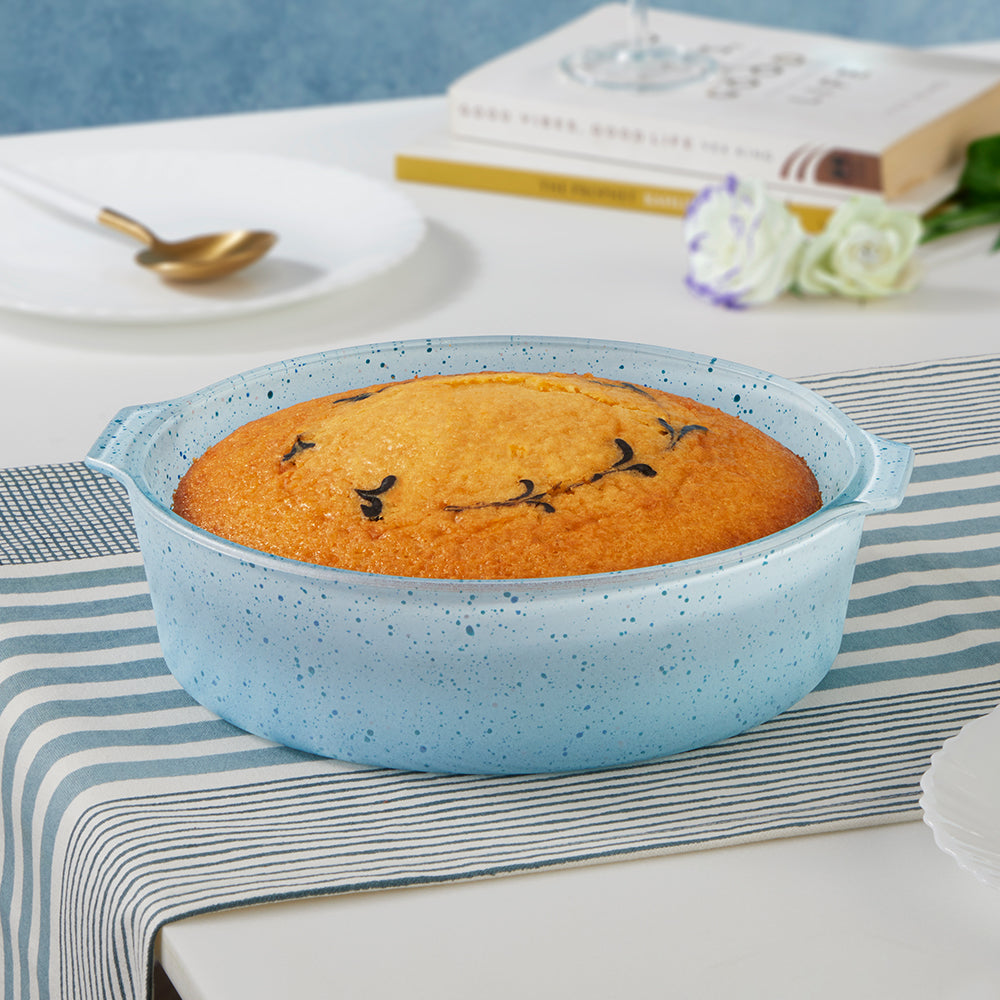 Plat à gâteau rond bleu 1,2 L