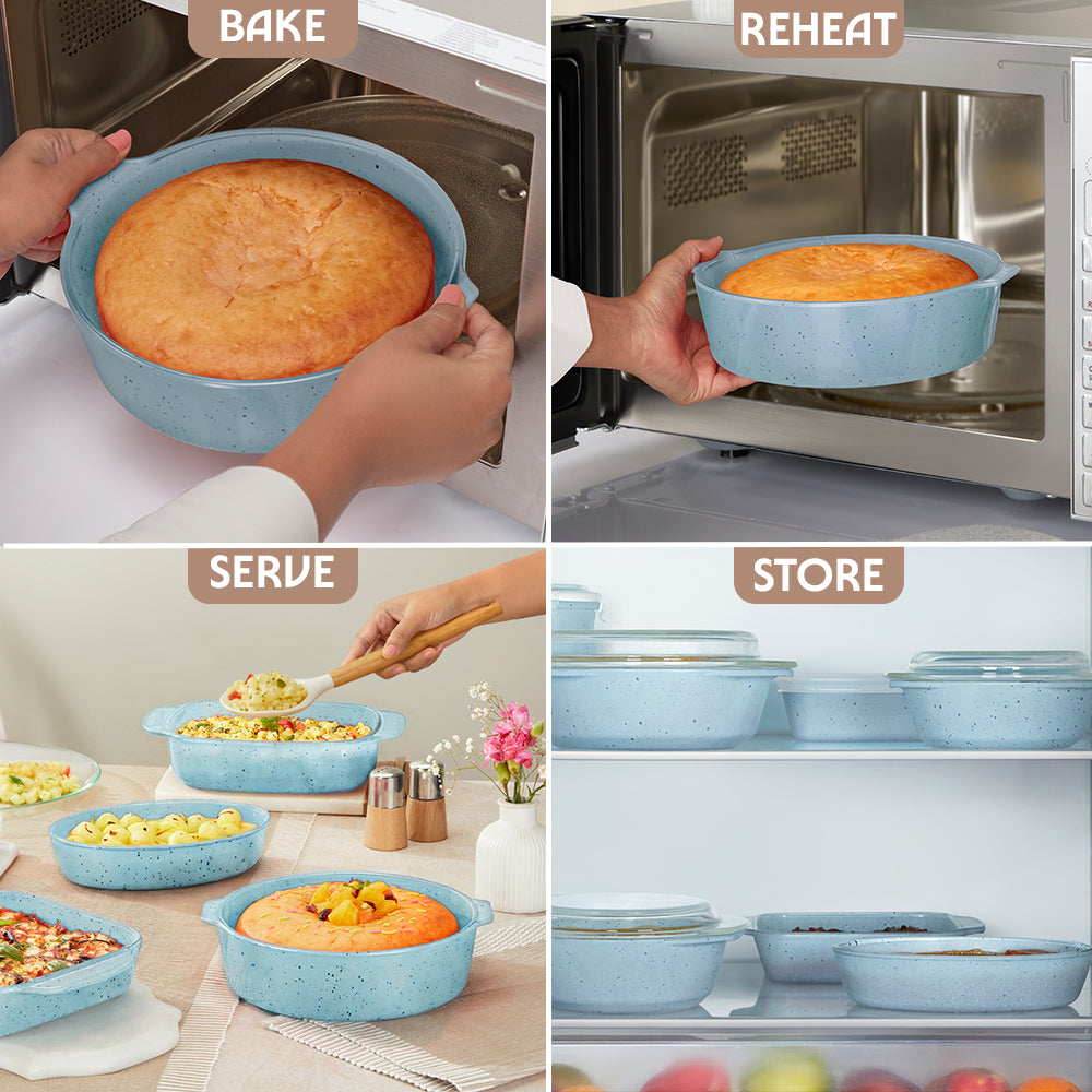 Plat à gâteau rond bleu 1,2 L