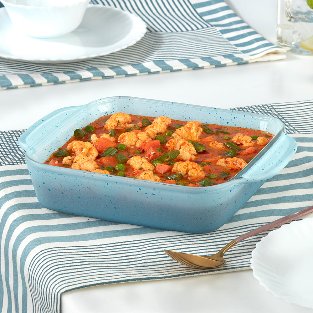 Plat carré bleu avec anse 800ml