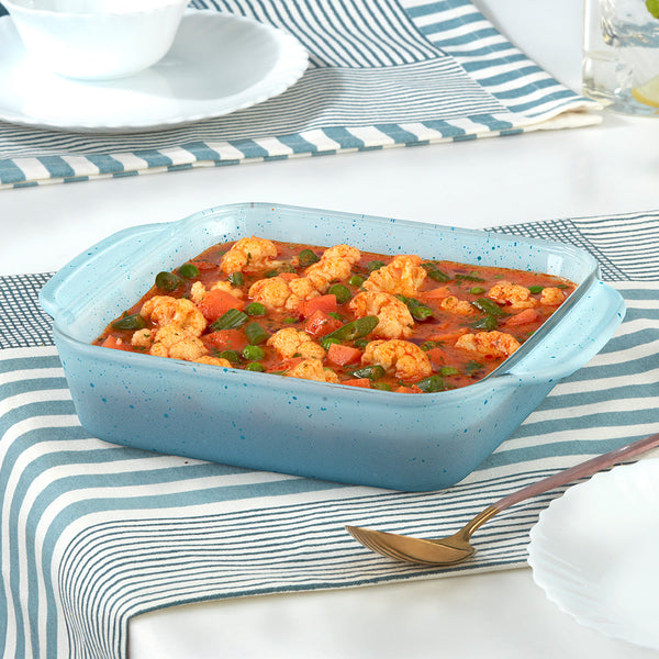 Plat carré bleu avec anse 800ml