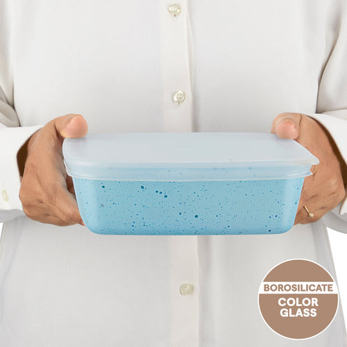 Plat carré bleu avec couvercle 800 ml