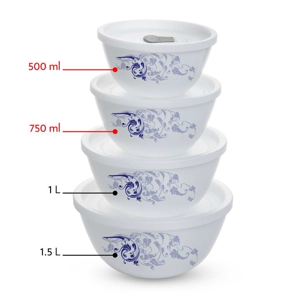Ensemble de bols mélangeurs avec couvercles – 4 pièces (500 ml + 750 ml)