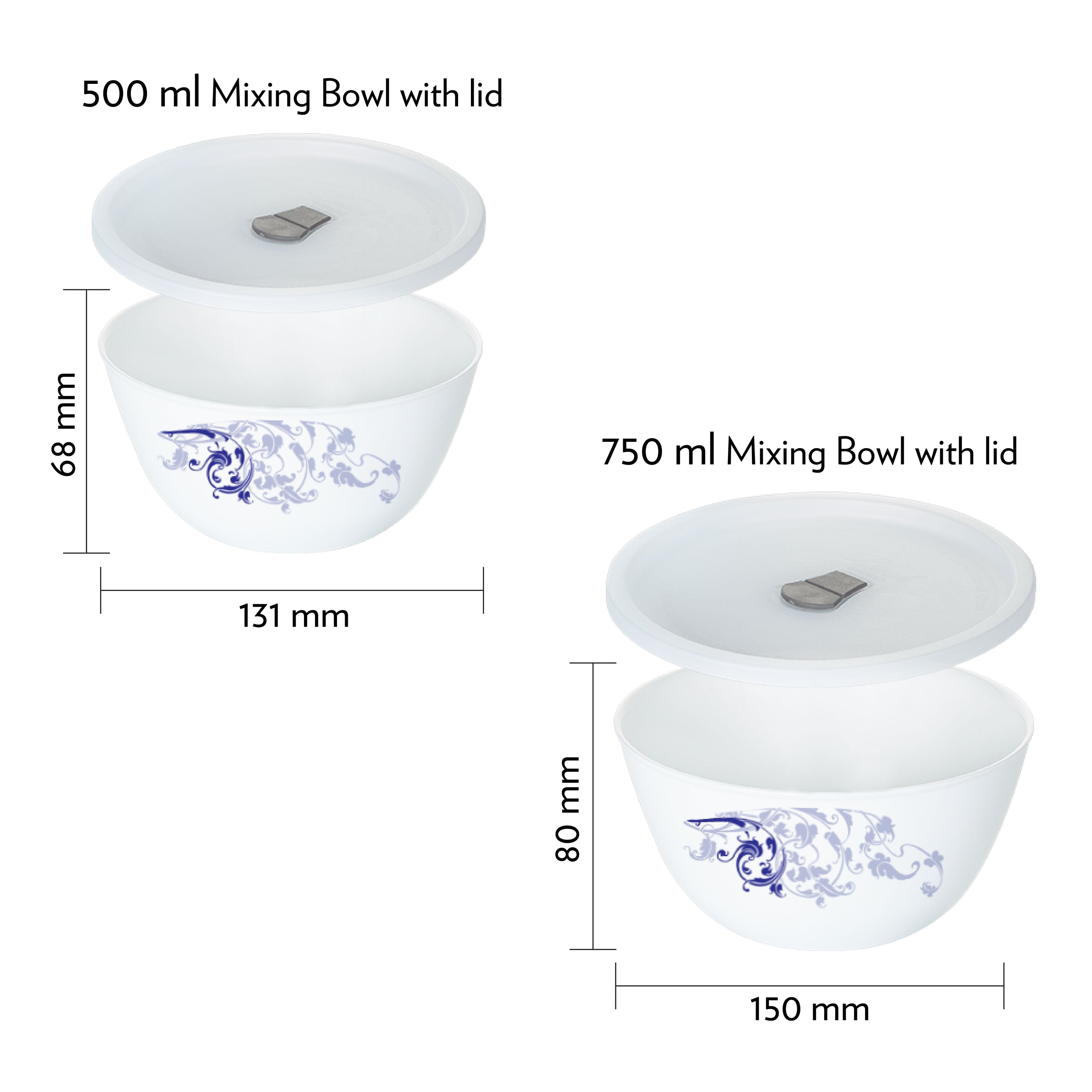 Ensemble de bols mélangeurs avec couvercles – 4 pièces (500 ml + 750 ml)