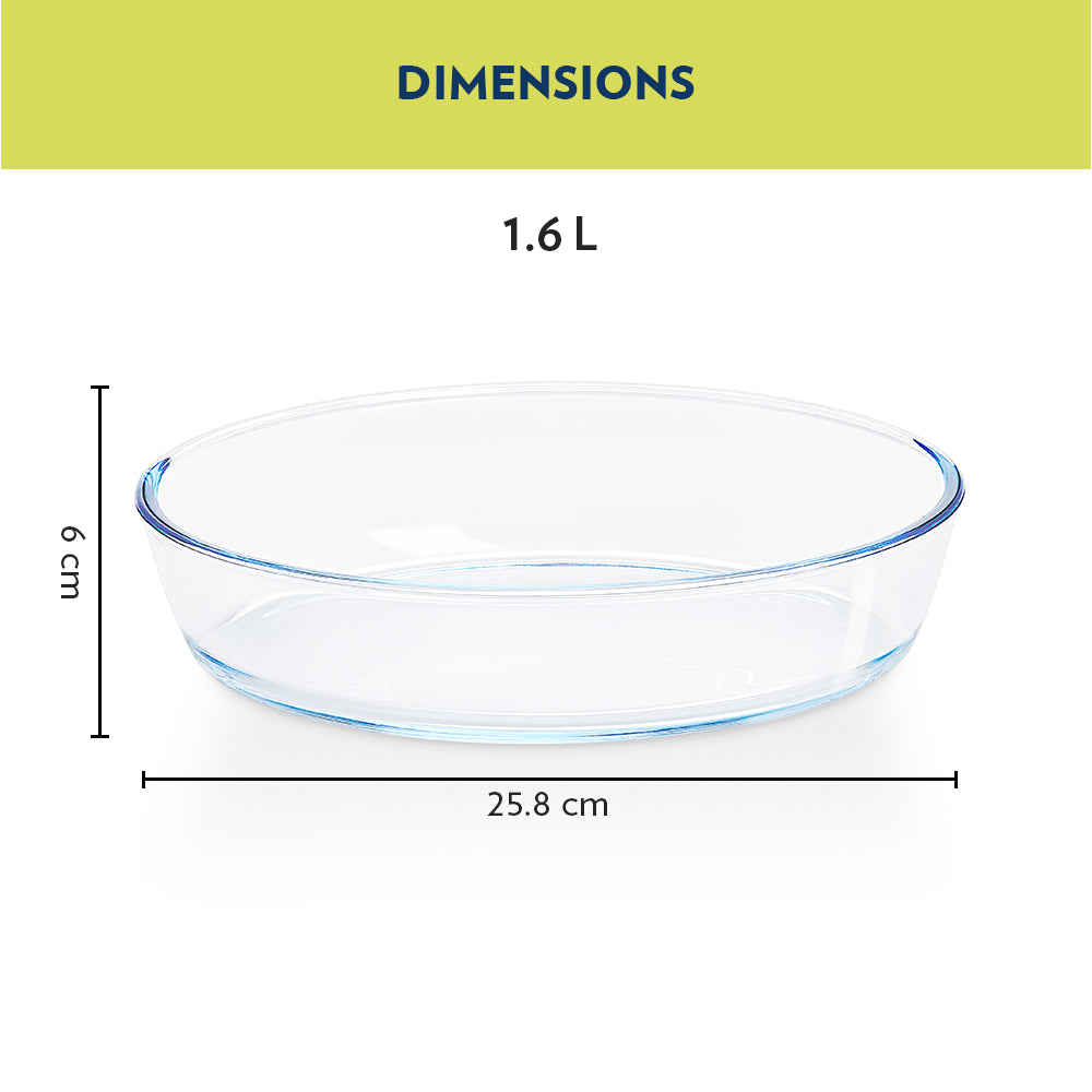 Plat de cuisson ovale en verre 1,6 L
