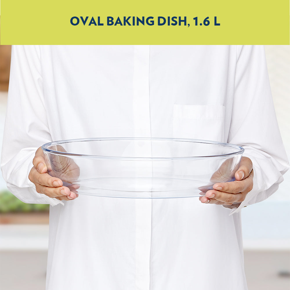 Plat de cuisson ovale en verre 1,6 L