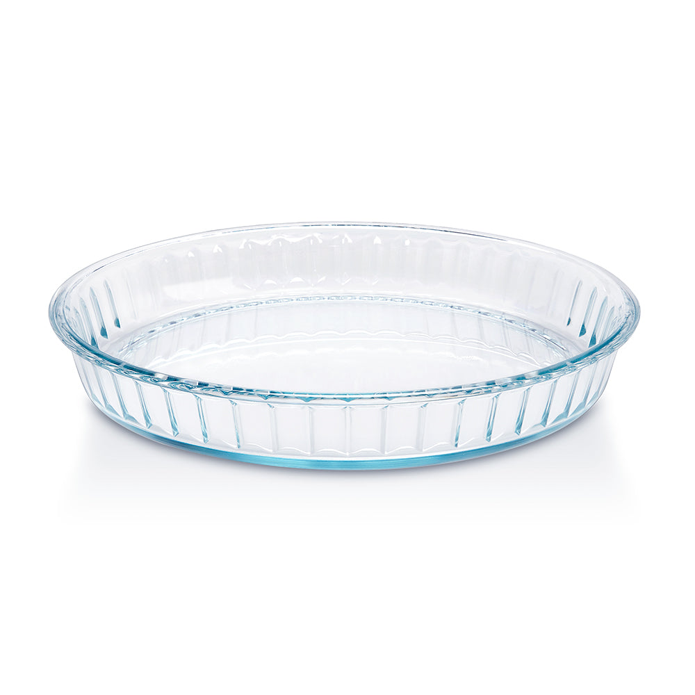 Plat de cuisson en verre cannelé transparent 1,2 L