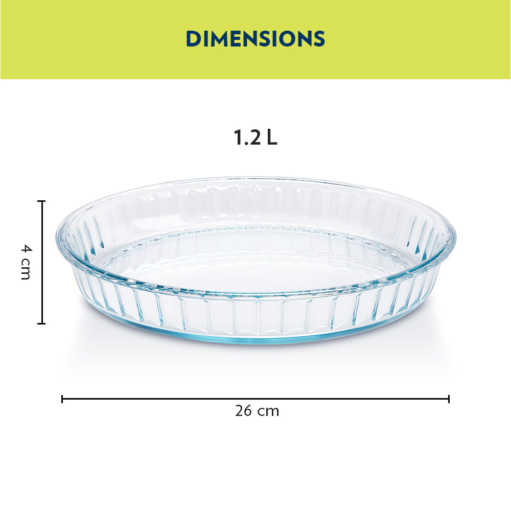 Plat de cuisson en verre cannelé transparent 1,2 L