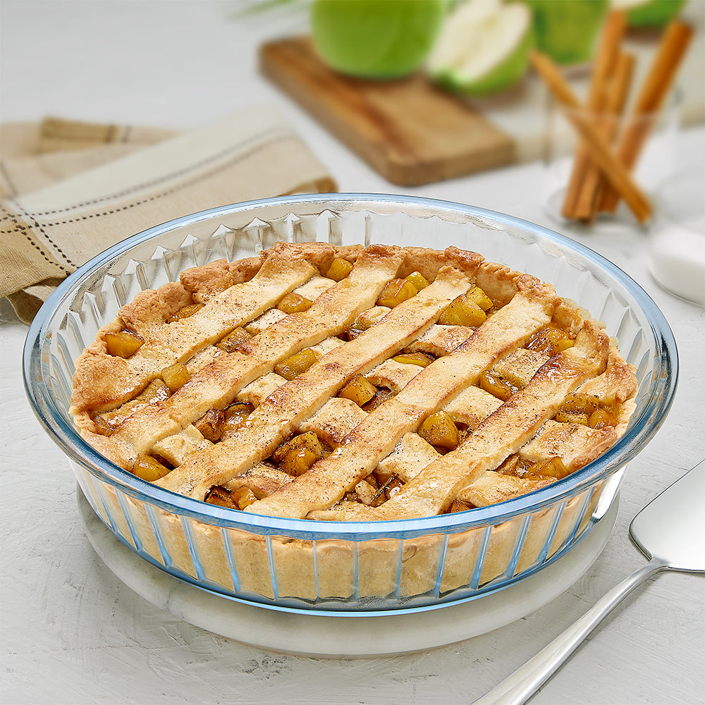 Plat de cuisson en verre cannelé 1,5 L
