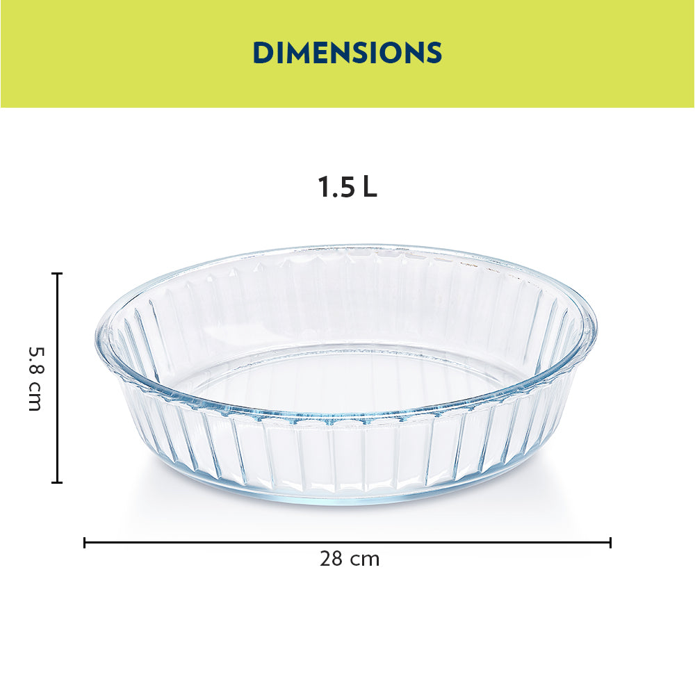 Plat de cuisson en verre cannelé 1,5 L
