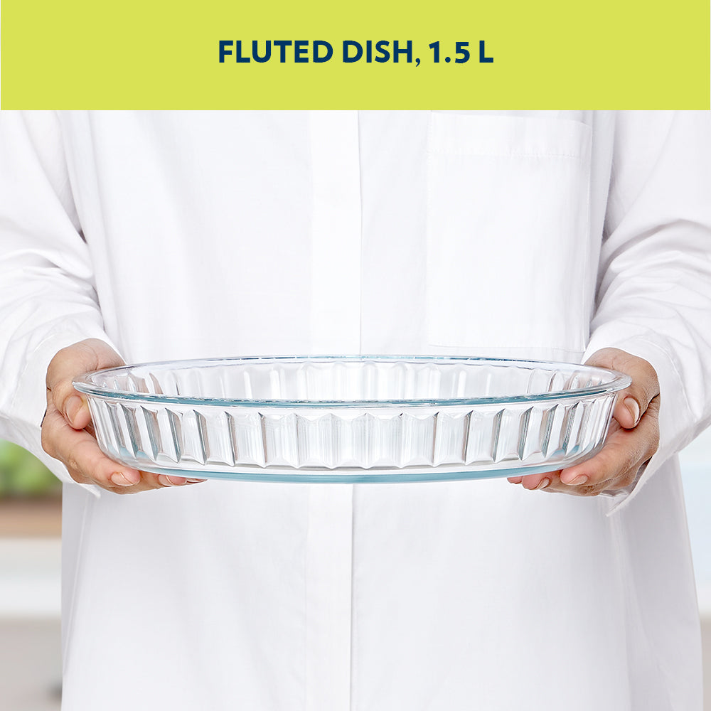 Plat de cuisson en verre cannelé 1,5 L