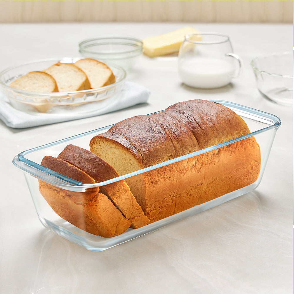 Plat de cuisson à pain en verre transparent 1,2L
