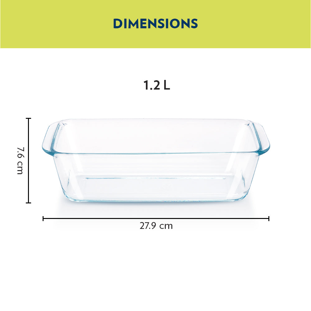 Plat de cuisson à pain en verre transparent 1,2L