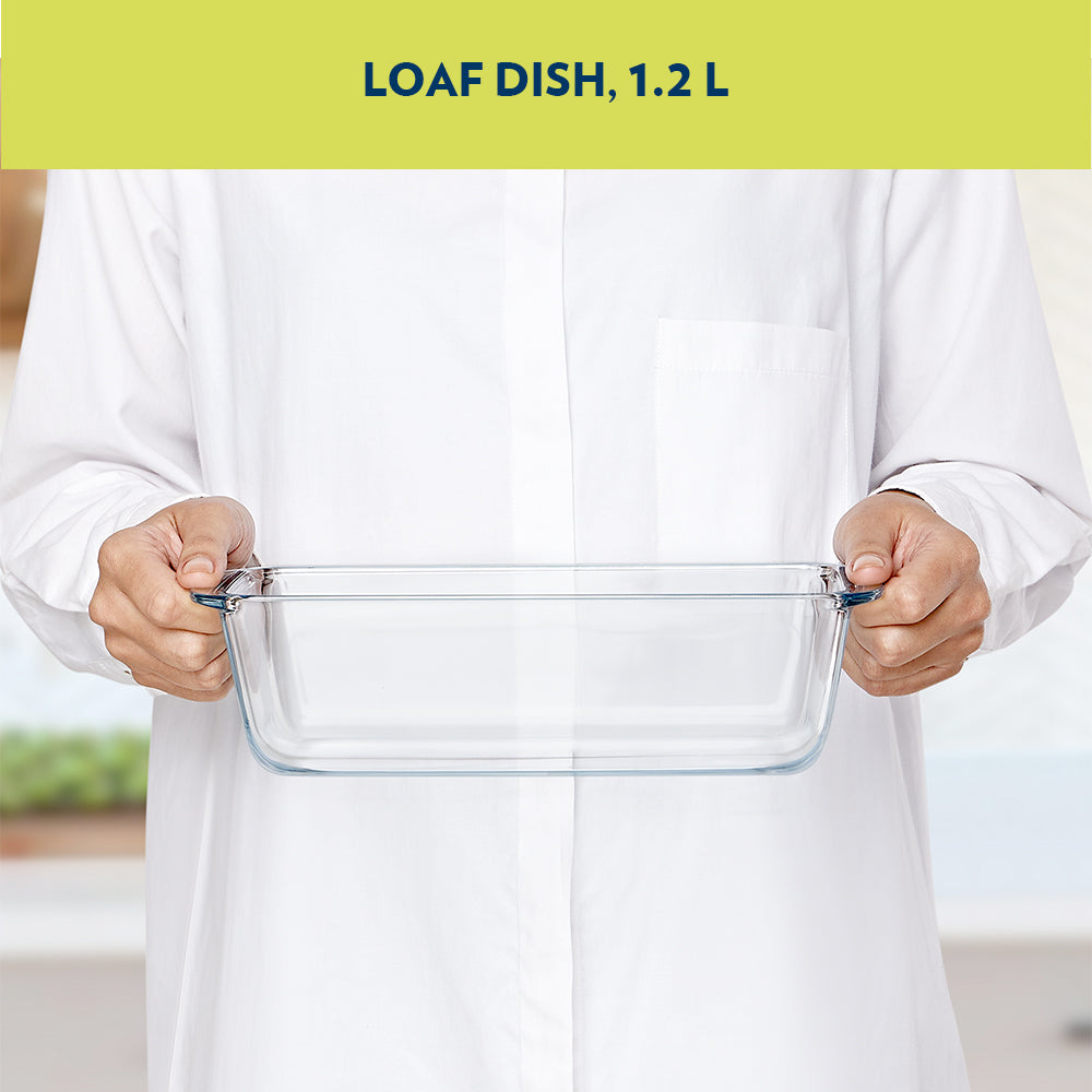 Plat de cuisson à pain en verre transparent 1,2L