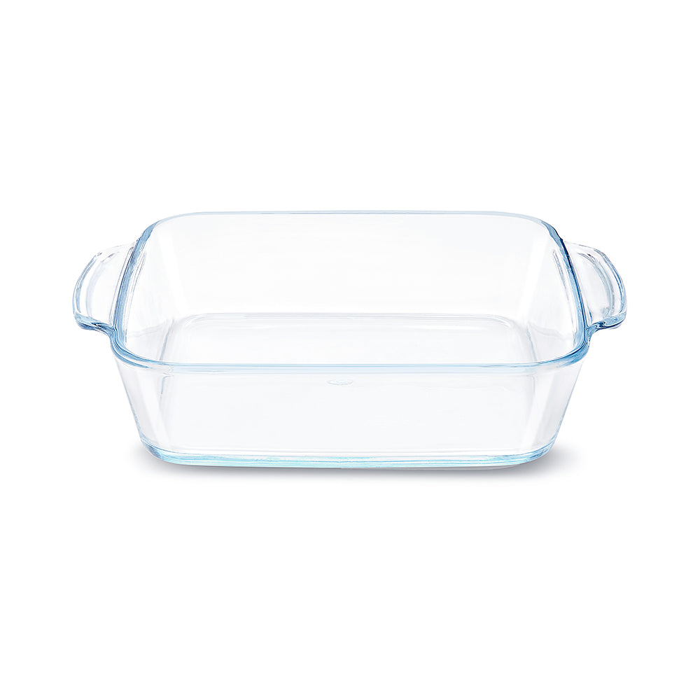 Plat de cuisson carré en verre avec poignées 1,6 L