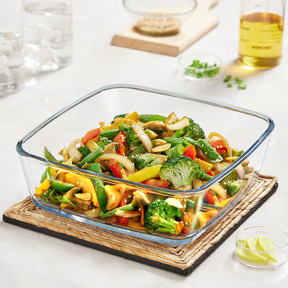 Plat de cuisson carré en verre 1,6 L