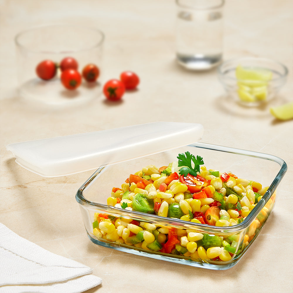 Plat de cuisson carré avec couvercle 500 ml