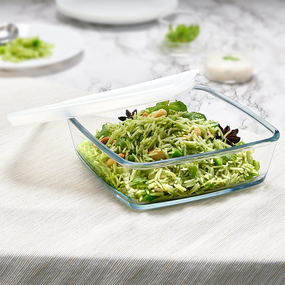 Plat de Cuisson Carré avec Couvercle 800ml