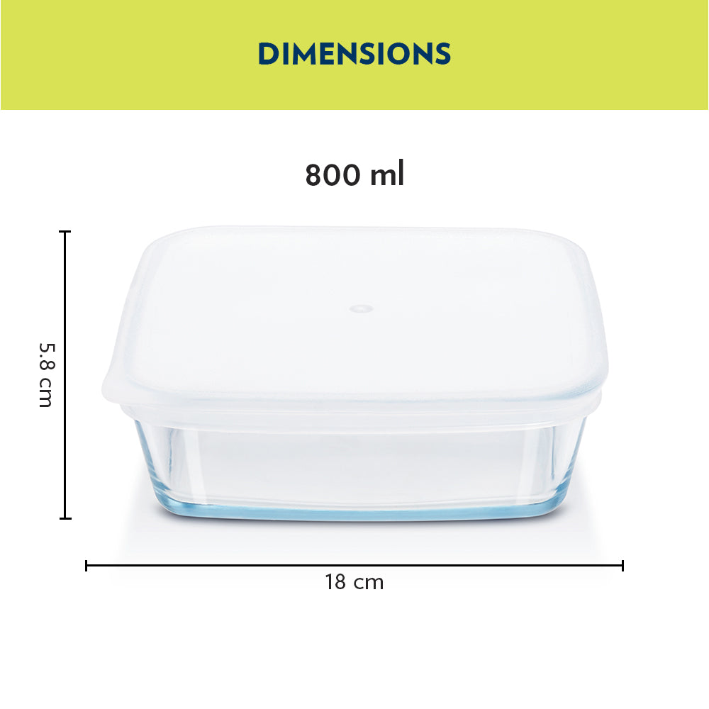 Plat de Cuisson Carré avec Couvercle 800ml