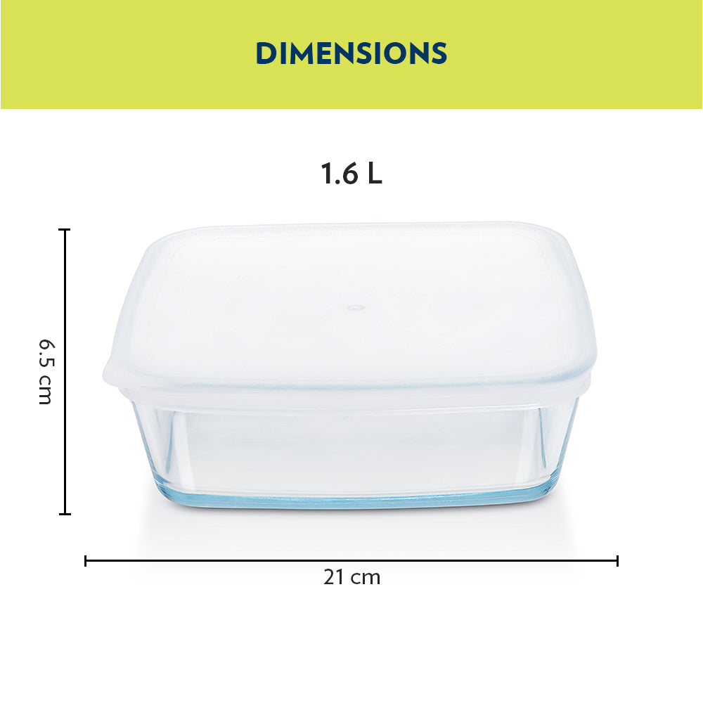 Plat de cuisson carré avec couvercle 1,6 L