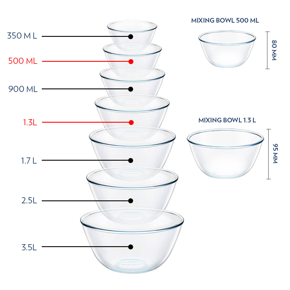 Ensemble de saladiers et de bols de service – 500 ml + 1,3 L