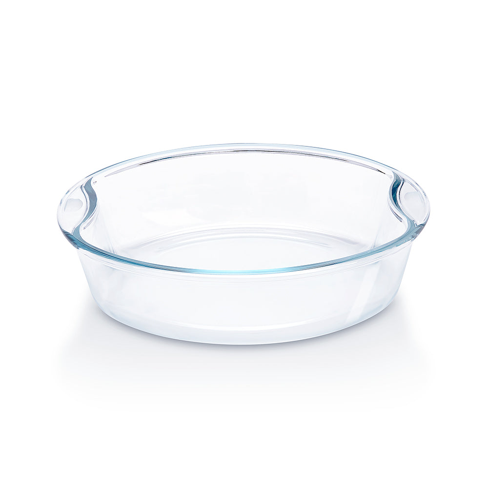 Plat à gâteau rond en verre avec poignées 1,5 L