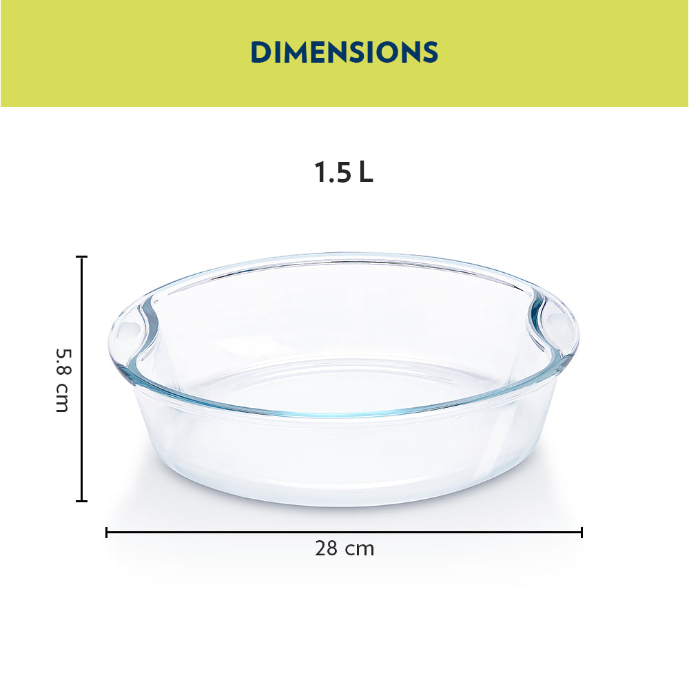 Plat à gâteau rond en verre avec poignées 1,5 L