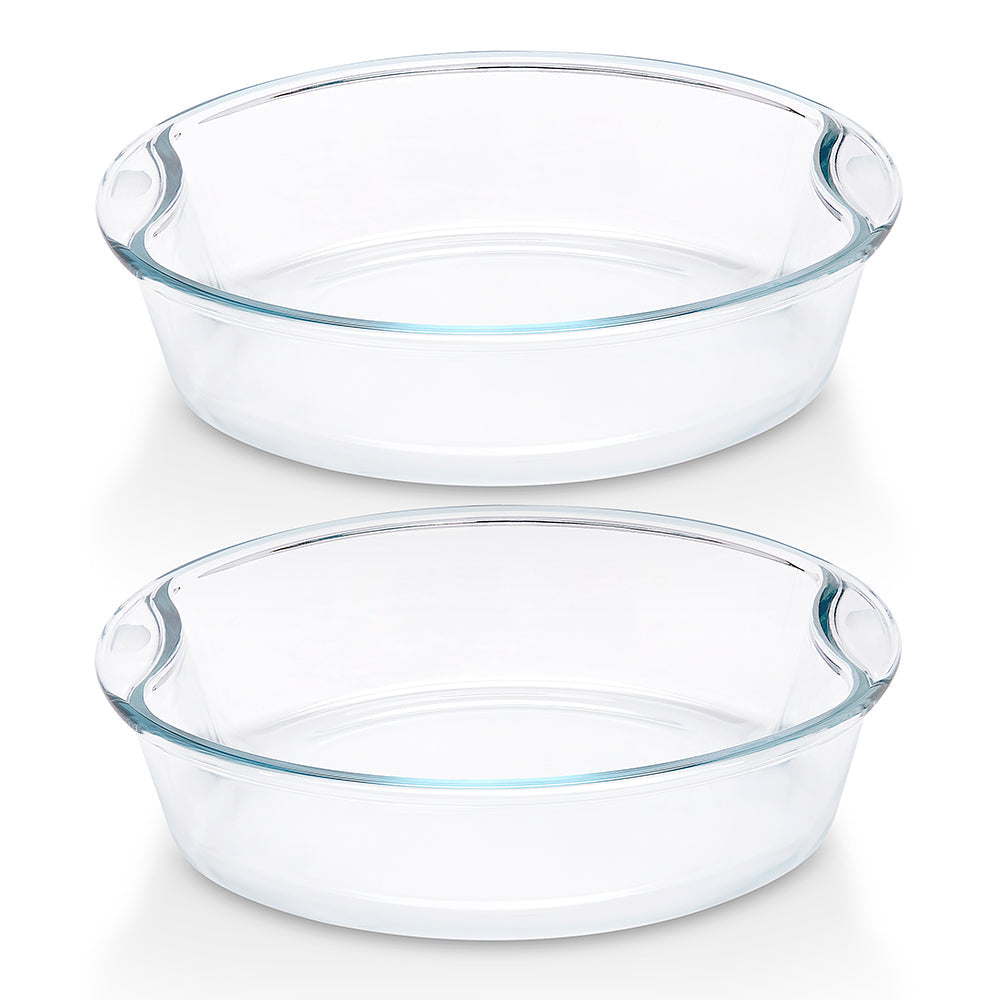 Plat à gâteau rond en verre avec poignées 2,5L