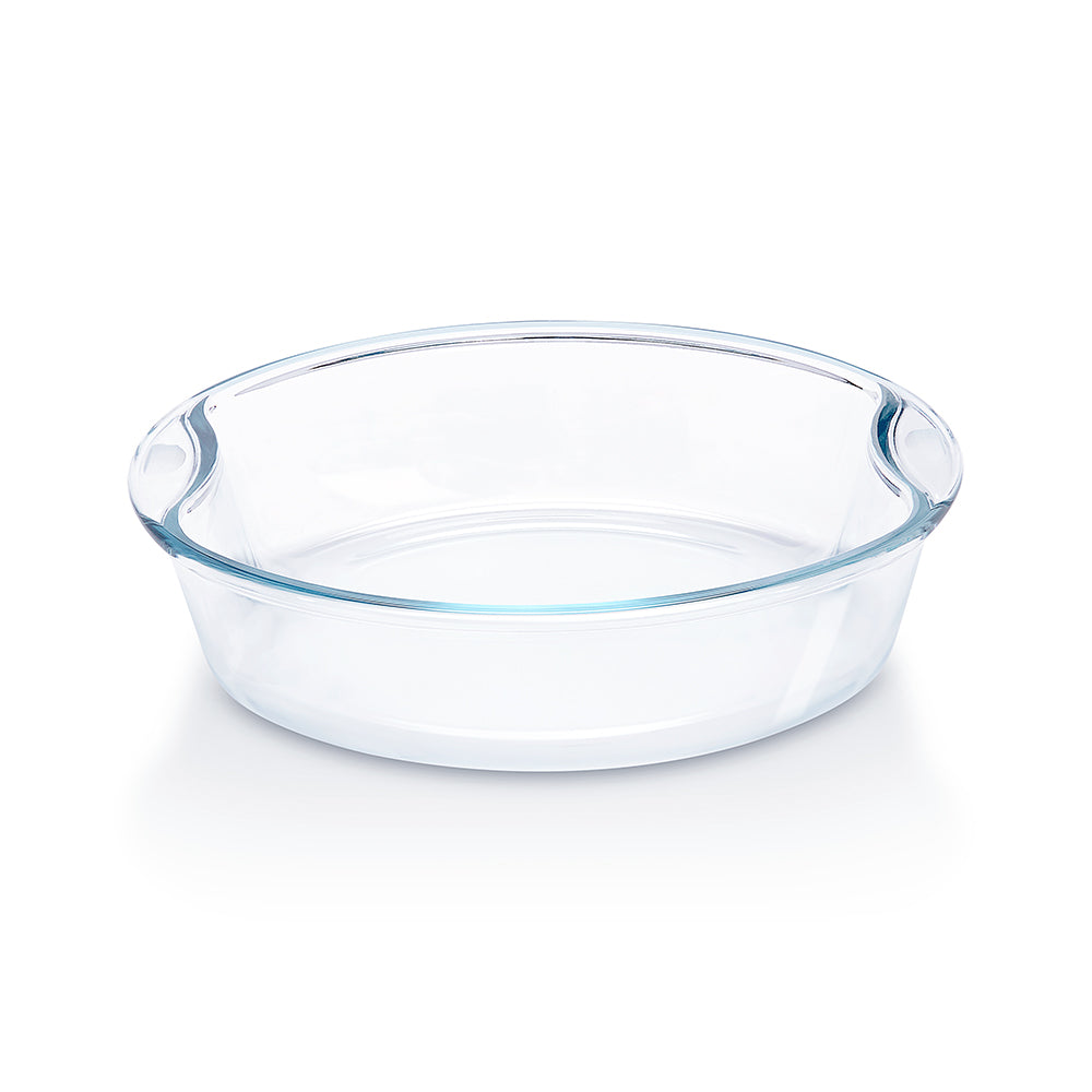 Plat à gâteau rond en verre avec poignées 2,5L