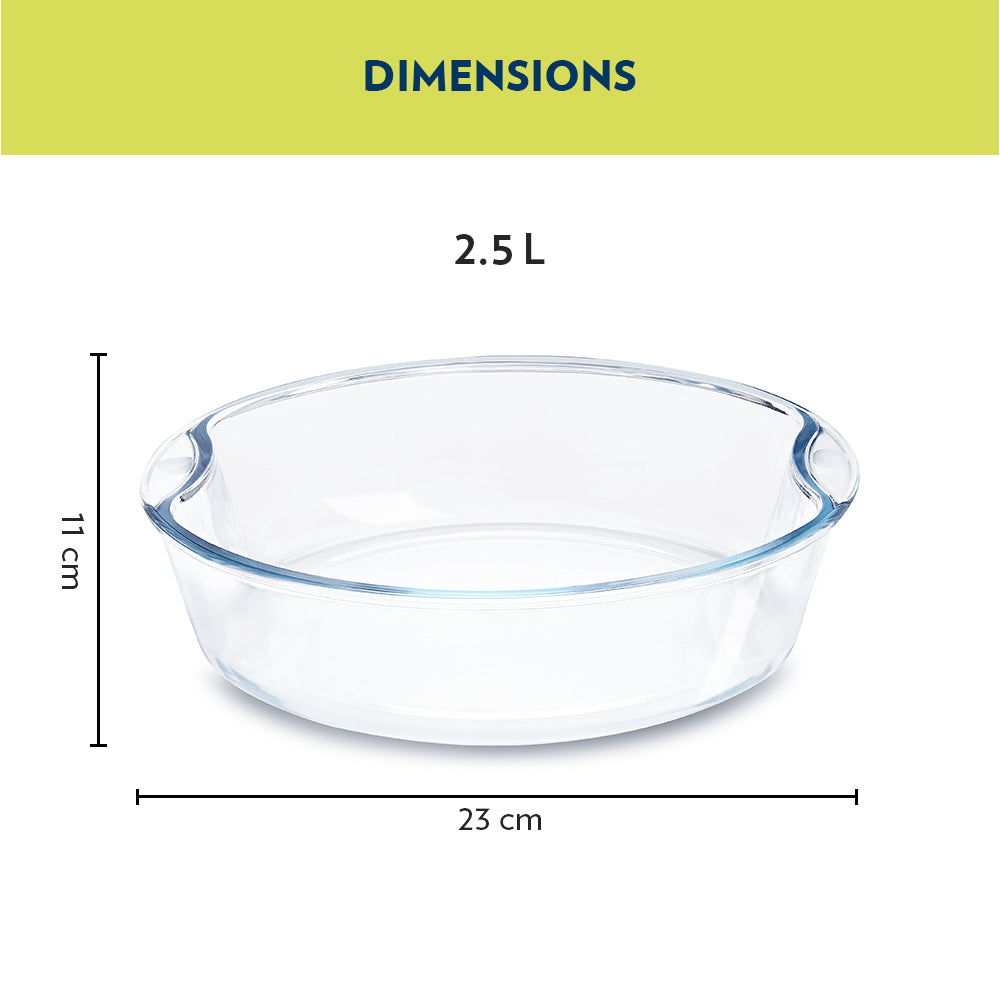 Plat à gâteau rond en verre avec poignées 2,5L