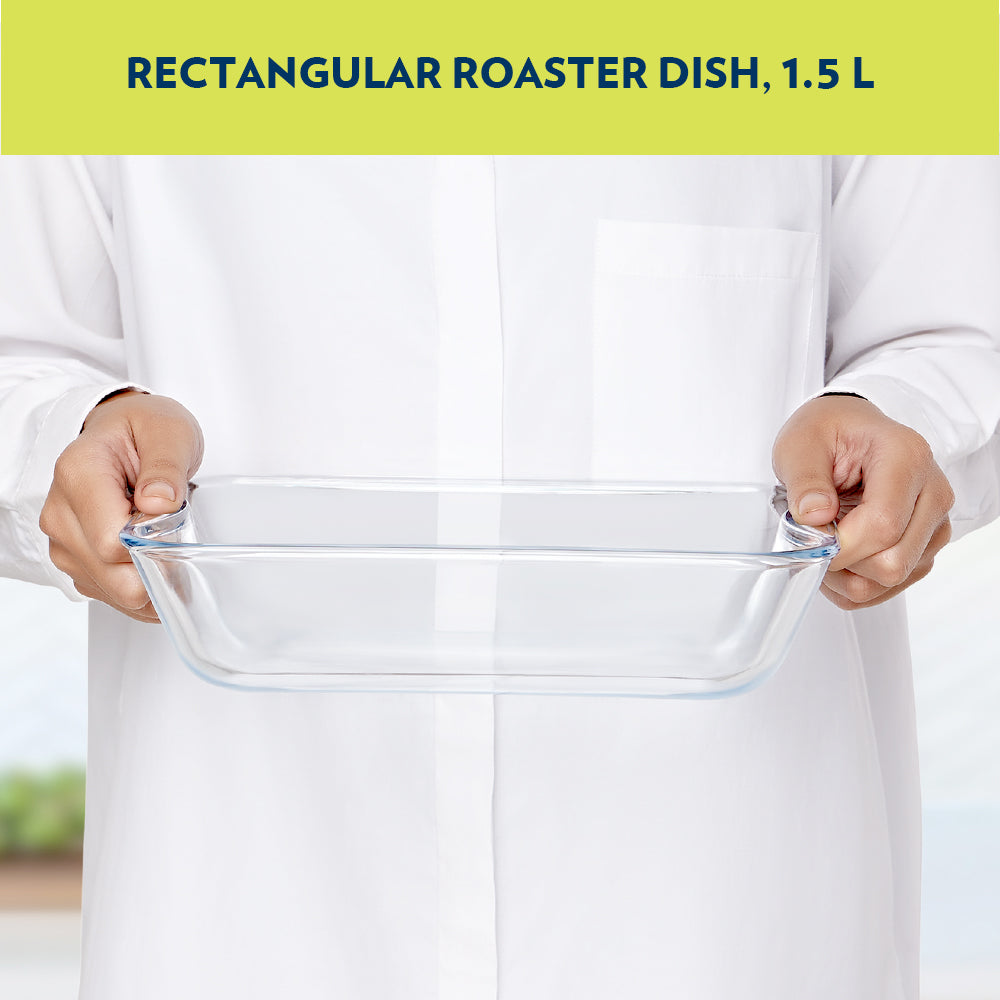 Plat rectangulaire en verre avec anses 1,5 L