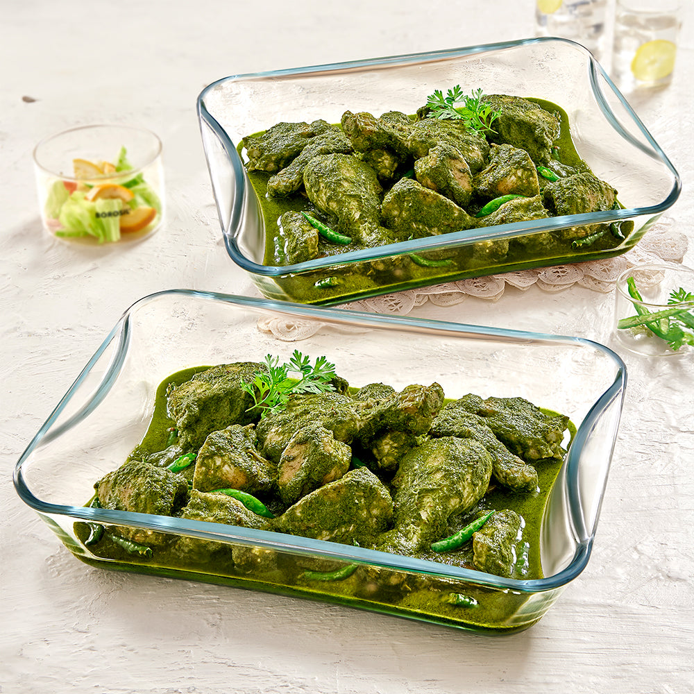 Plat de cuisson rectangulaire en verre avec poignées 2,5 L