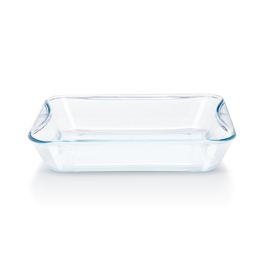Plat de cuisson rectangulaire en verre avec poignées 2,5 L