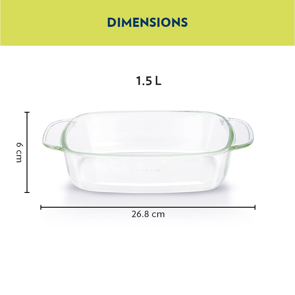 Plat en verre rectangulaire profond 1,5 L
