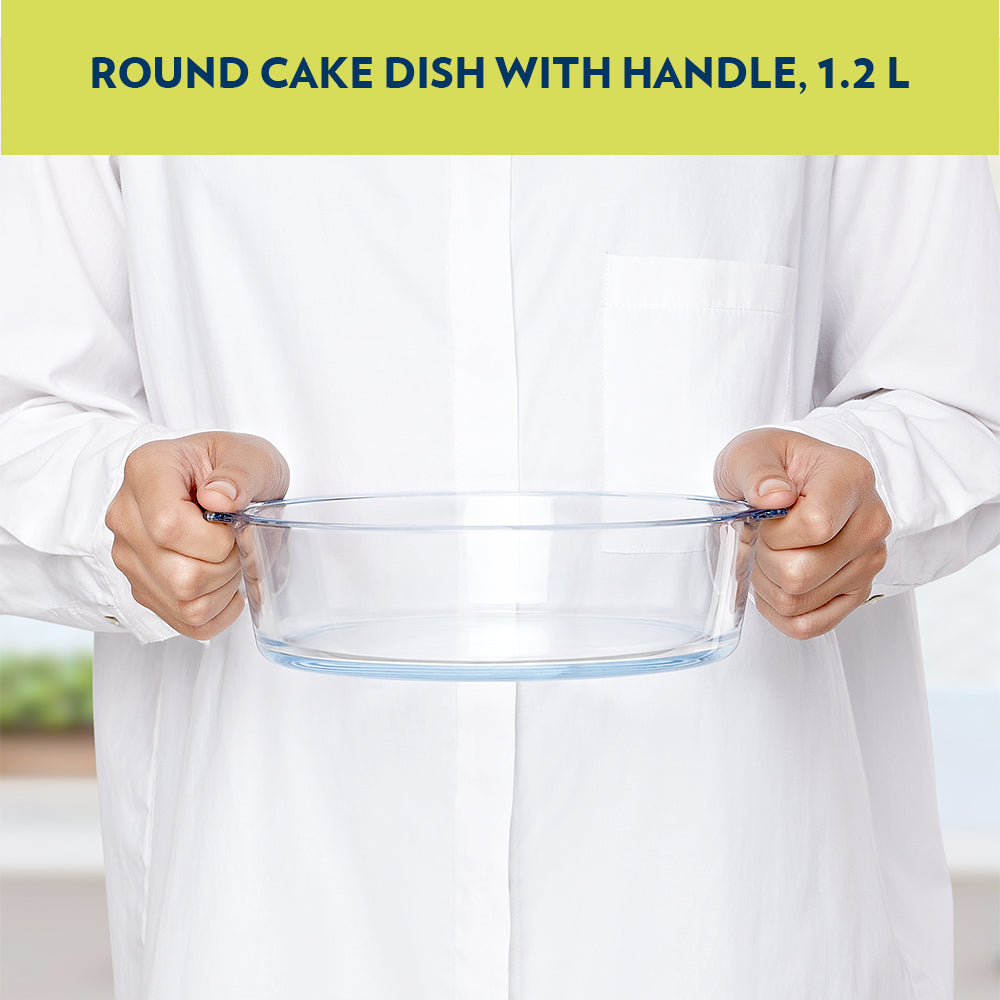 Plat à gâteau rond avec anse 1,2 L