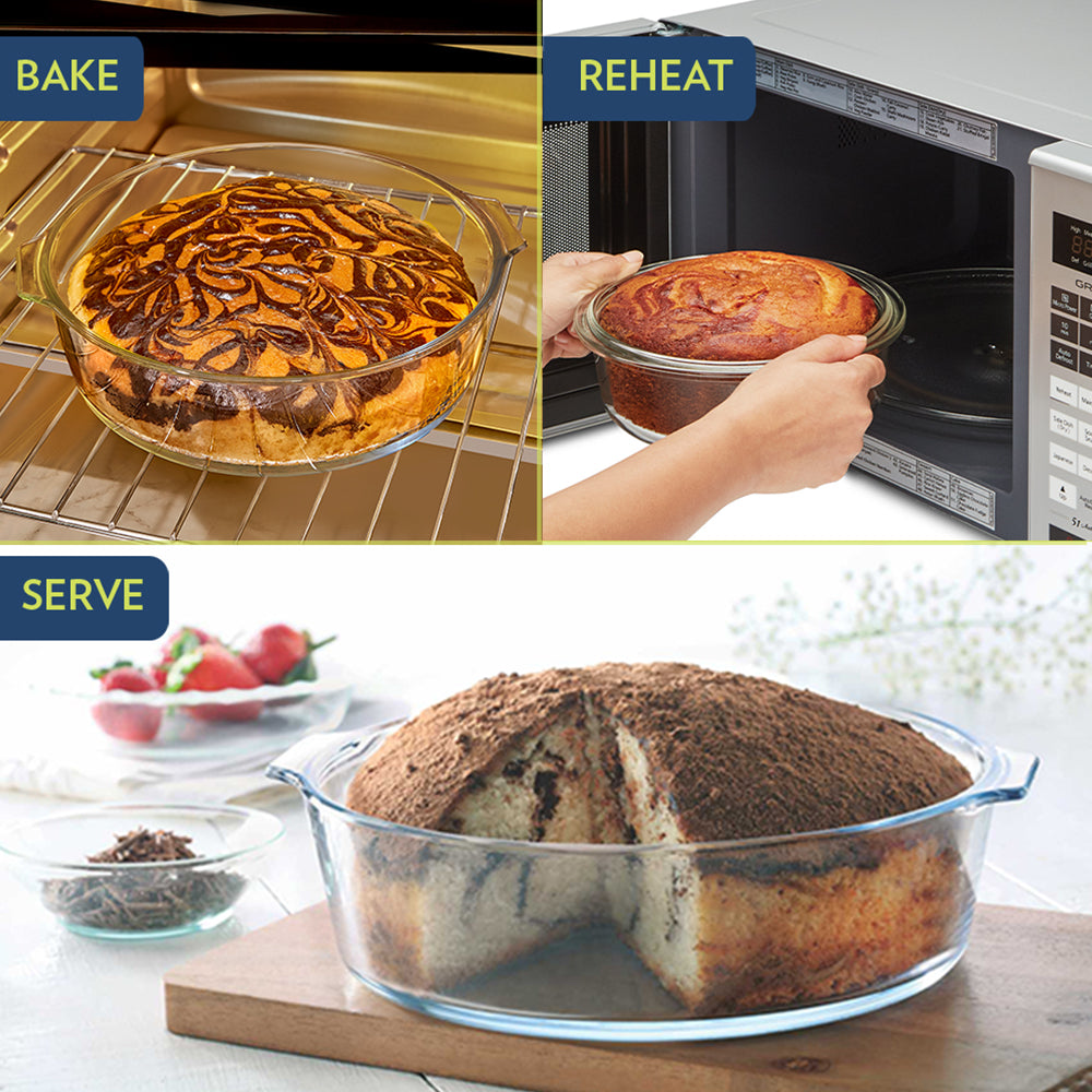 Plat à gâteau rond avec anse 1,2 L