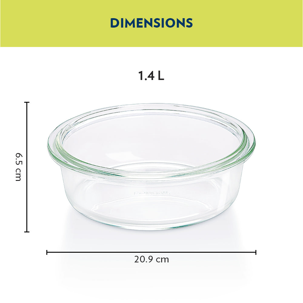 Plat à gâteau rond en verre transparent 1,4 L