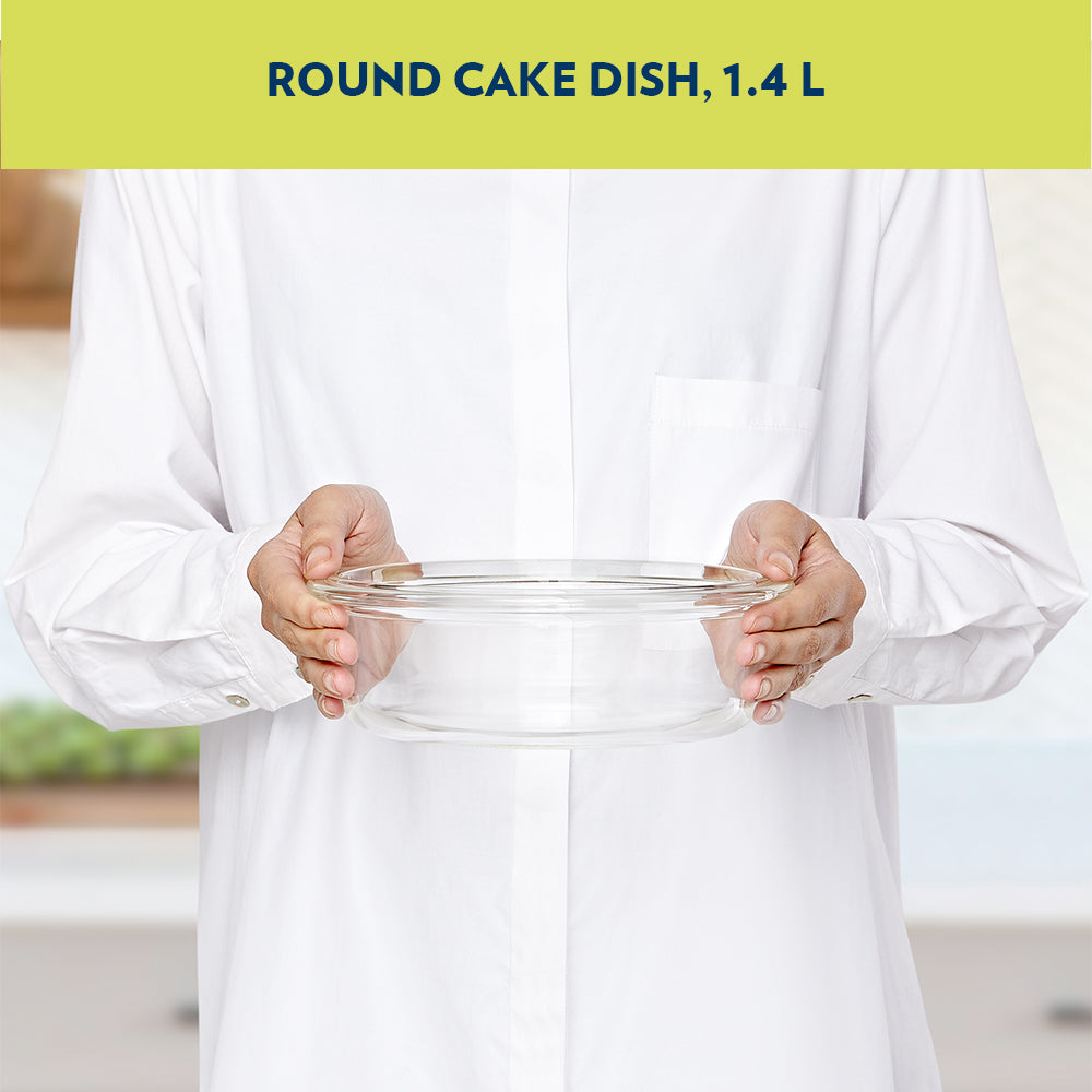 Plat à gâteau rond en verre transparent 1,4 L
