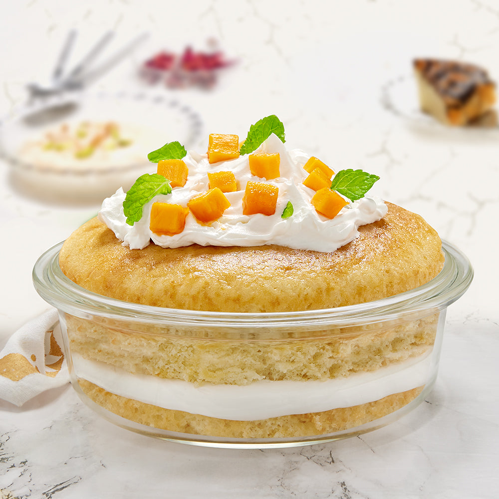 Plat à gâteau rond en verre transparent 1,4 L